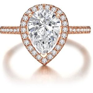 Rose Gold 2 CT Halo Engagement Brilliant Diamond